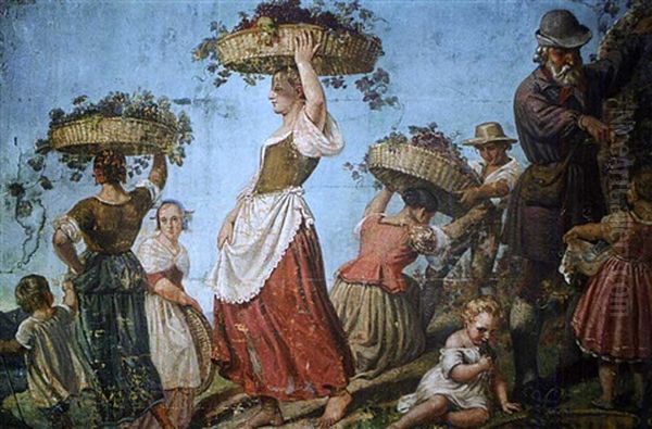 Weinlese In Italien Oil Painting by Adolf Henning