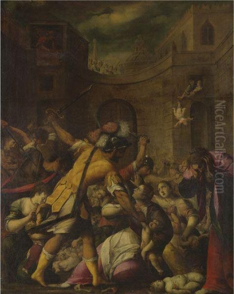 The Massacre Of The Innocents Oil Painting by Simone Barabino