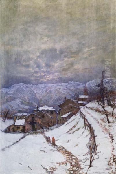 Paesaggio Invernale Oil Painting by Augusto Baracchi