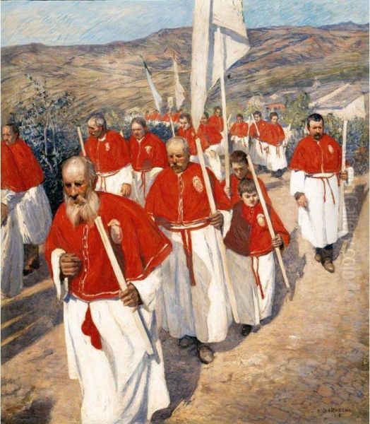 La Processione Oil Painting by Augusto Baracchi