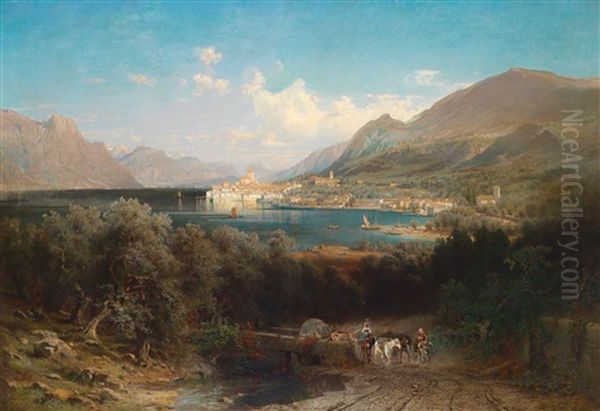 Blick Auf Malcesine Am Gardasee Oil Painting by Johann Friedrich Hennings