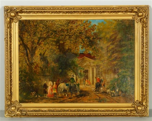 Street Scene With Buildings Oil Painting by Johann Friedrich Hennings