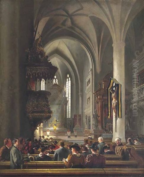 Fruhmesse In Der Stiftskirche Zu Berchtesgaden by Johann Friedrich Hennings