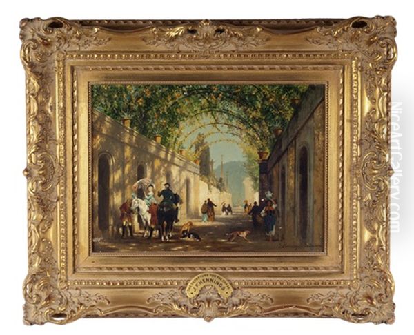 Arcade Of Orange Trees, Isola Bella, Italy Oil Painting by Johann Friedrich Hennings