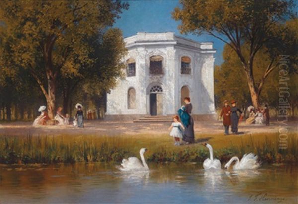 Idyllischer Park Oil Painting by Johann Friedrich Hennings