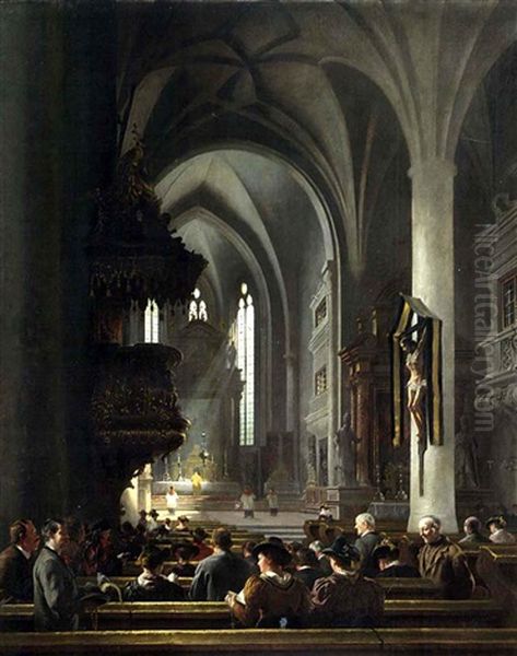 Fruhmesse In Der Stiftskirche Zu Berchtesgaden Oil Painting by Johann Friedrich Hennings