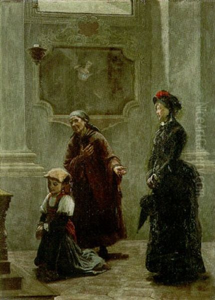 Betende Frauen In Einer Kirche Oil Painting by Christian Pram Henningsen