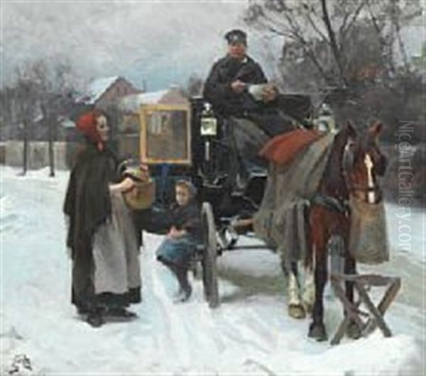 The Cabman's Lunch Oil Painting by Erik Ludwig Henningsen