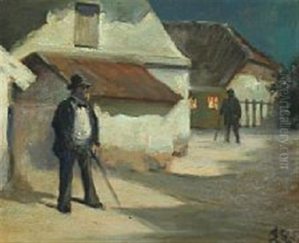 Returning Home From The Club Oil Painting by Erik Ludwig Henningsen