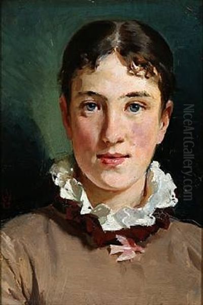 Portrait Of Margrethe Bokkenheuser Oil Painting by Erik Ludwig Henningsen