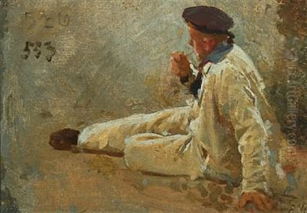 Portrait Of A Resting Sailor Oil Painting by Erik Ludwig Henningsen