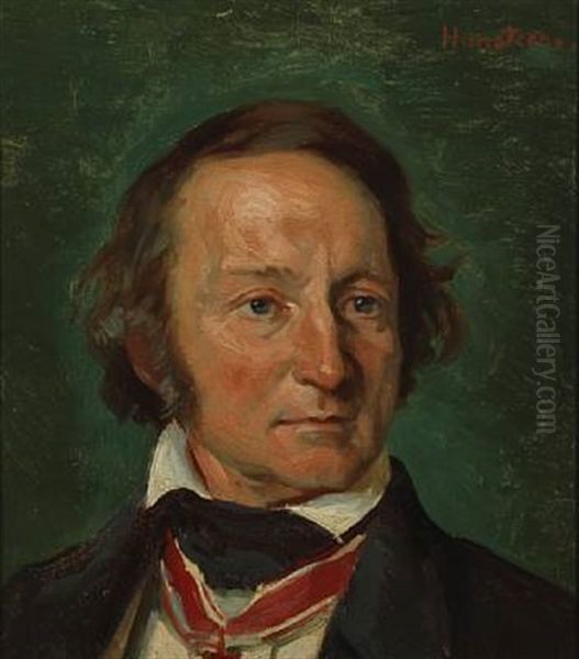 Portrait Of The Norwegian Geophysicist And Astronomer, Christopher Hansteen Oil Painting by Erik Ludwig Henningsen