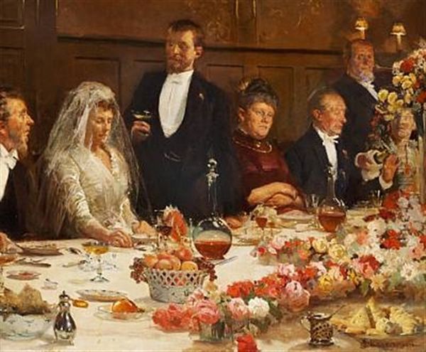 Speech To The Bride Oil Painting by Erik Ludwig Henningsen