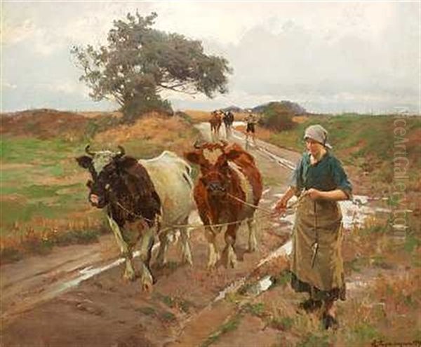 Koernes Drives Hjem Oil Painting by Erik Ludwig Henningsen