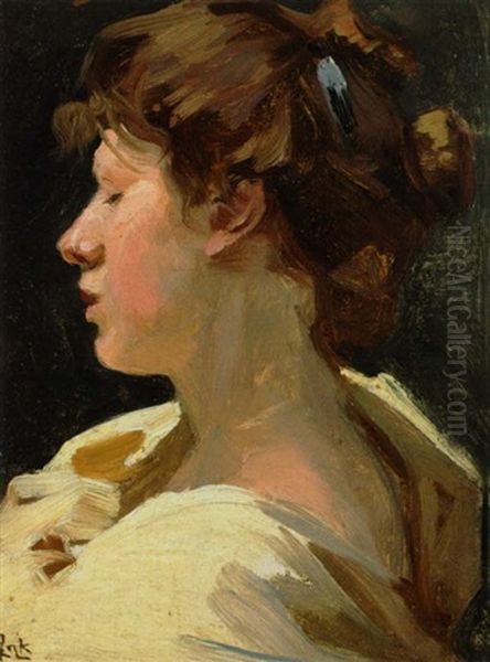 Ung Dame Oil Painting by Erik Ludwig Henningsen