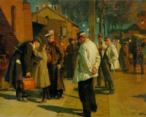 The Farewell Oil Painting by Erik Ludwig Henningsen