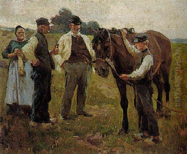 The Horse Dealers Oil Painting by Erik Ludwig Henningsen