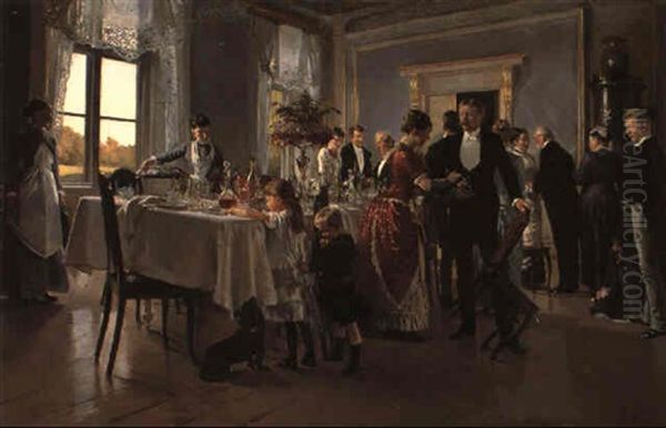 Efter Bordet. Spisestuen Pa Brede Oil Painting by Erik Ludwig Henningsen