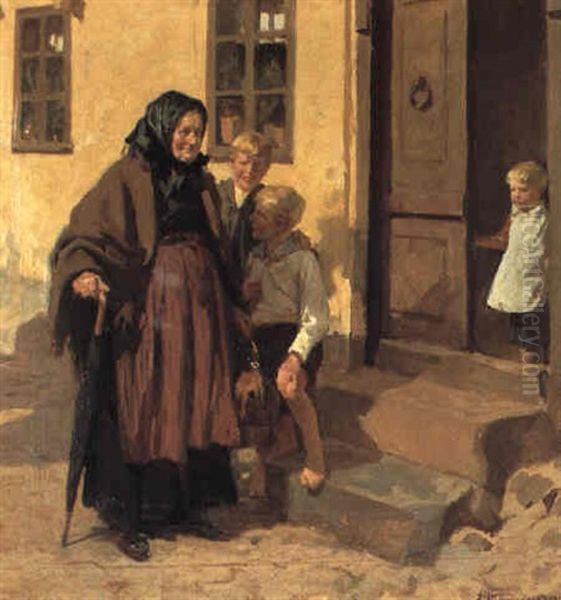 Bedste Kommer Pa Bes+g Oil Painting by Erik Ludwig Henningsen