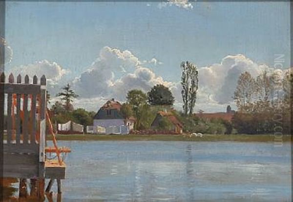 Summer Day At Hornbaek Lake Oil Painting by Frants Peter Didrik Henningsen