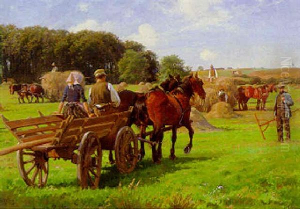 The Harvesters Oil Painting by Frants Peter Didrik Henningsen