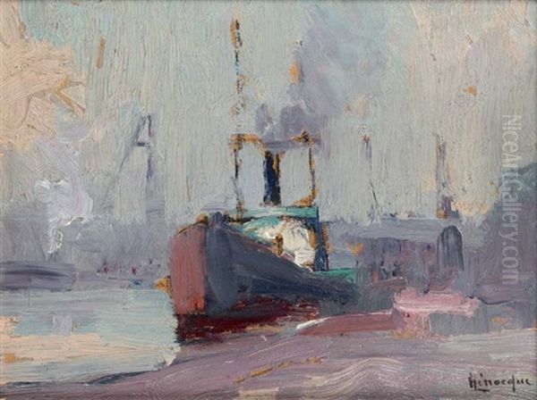 Vapeur Au Port De Rouen Oil Painting by Narcisse Henocque