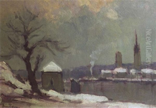 Paysage Enneige Oil Painting by Narcisse Henocque