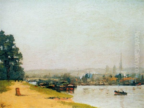 Bord De Seine - Paysage Impressionniste by Narcisse Henocque