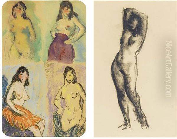 Four Studies Of A Nude, A Technical Study Sheet And Standing Nude: Two Works On Paper Oil Painting by Robert Henri