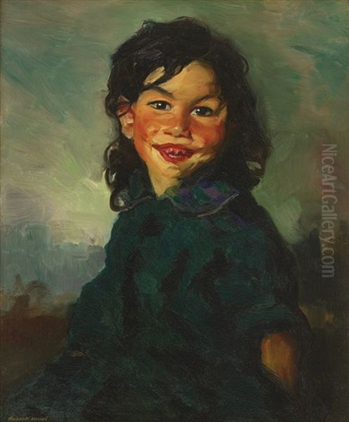 Laughing Gipsy Girl Oil Painting by Robert Henri