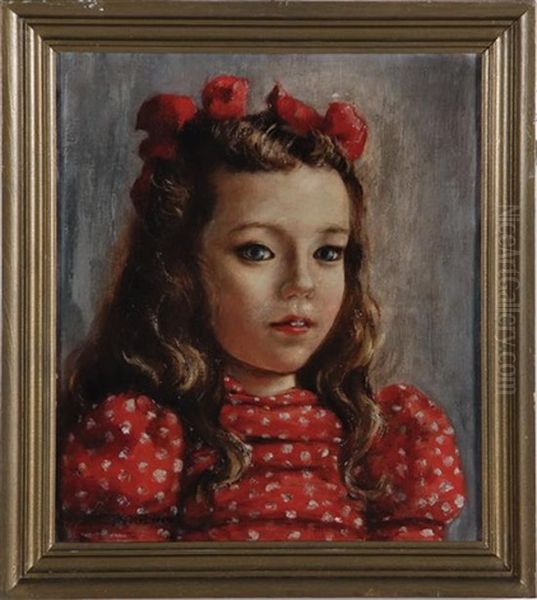 Portrait Of A Young Girl In A Polka Dot Dress Oil Painting by Robert Henri