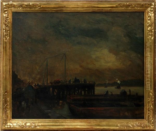 Coal Pier At The North River Oil Painting by Robert Henri