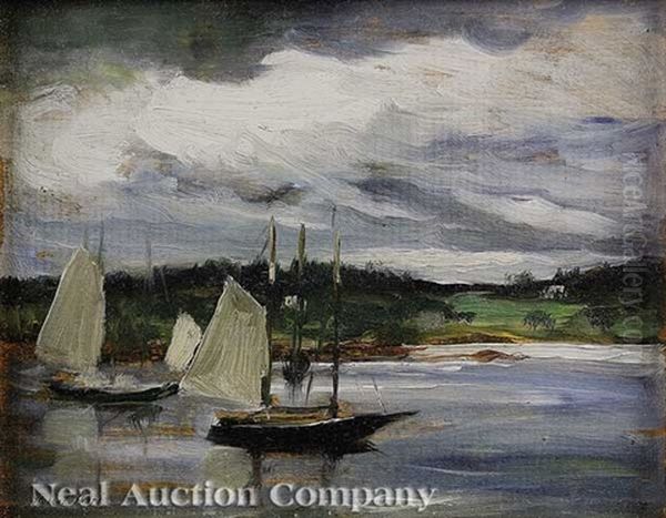 Sailboats, Monhegan Oil Painting by Robert Henri