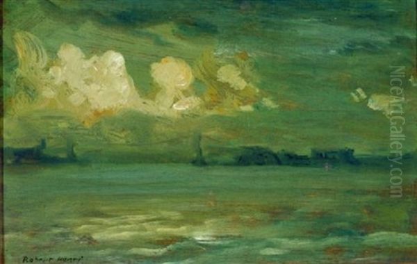 Cumulus Clouds Over East River Oil Painting by Robert Henri