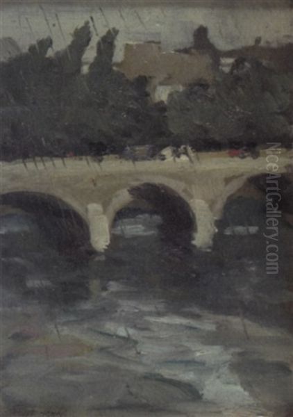 Charenton Bridge - Raining Oil Painting by Robert Henri