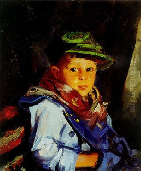 Boy With Green Cap (chico) Oil Painting by Robert Henri