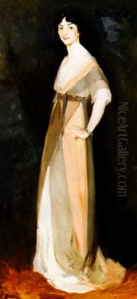 Girl In Rose And Gray: Miss Carmel White Oil Painting by Robert Henri