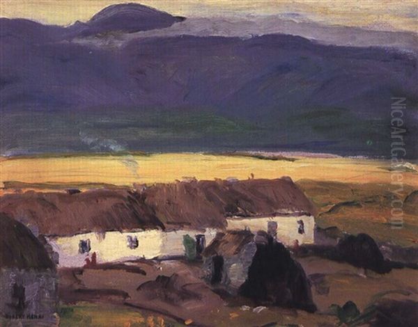 Cottages Achill Island Co.mayo Oil Painting by Robert Henri