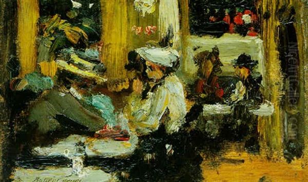 Cafe Interior And Promenade: A Double-sided Painting Oil Painting by Robert Henri