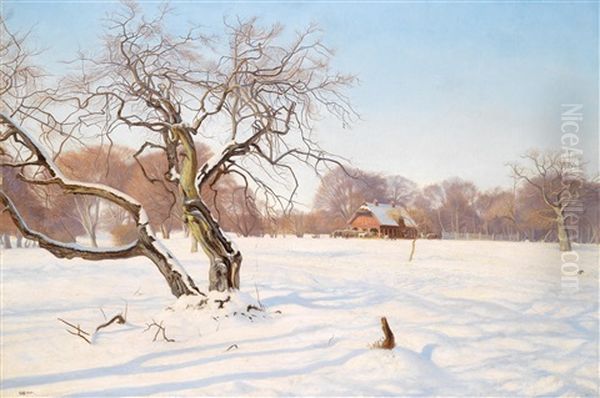 Winter Im Tierpark Oil Painting by Charles Alfred Emanuel Henrichsen Bremsen