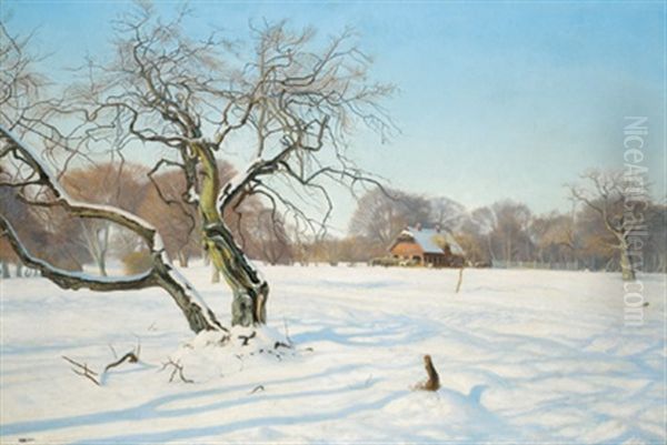 Wildfutterung Oil Painting by Charles Alfred Emanuel Henrichsen Bremsen