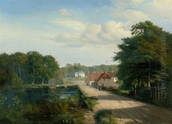 Ansicht Von Raadvad Im Norden Von Kopenhagen Mit Dem Muhlenteich Oil Painting by Carsten Henrichsen