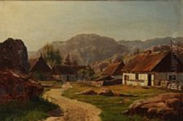 Farm In Halland In Sweden Oil Painting by Carsten Henrichsen