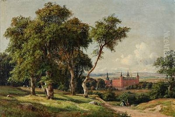 View Towards Frederiksborg Castle In Hillerod, Denmark Oil Painting by Carsten Henrichsen