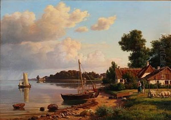 Coastal Scene From Nivabugten Bay Oil Painting by Carsten Henrichsen