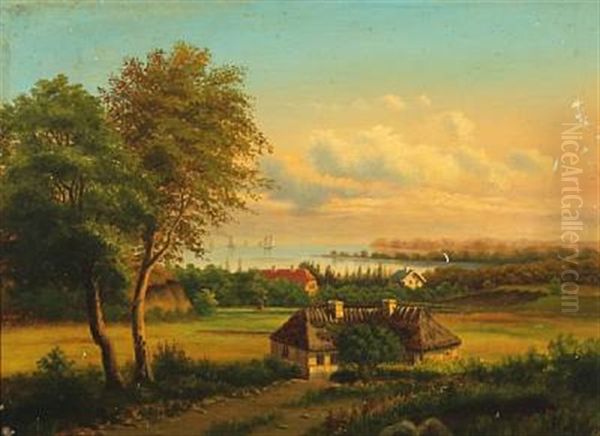 Danish Summer Landscape, Presumably From Northern Zealand Oil Painting by Carsten Henrichsen