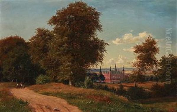 Summer Day In Hillerod With A View Towards Frederiksborg Castle, Denmark Oil Painting by Carsten Henrichsen