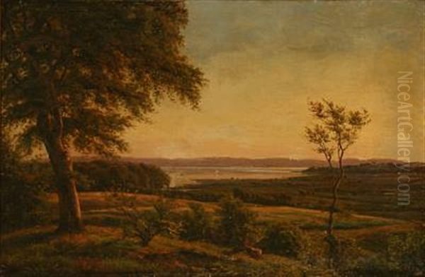 Autumn Landscape With A View Of A Fjord Oil Painting by Carsten Henrichsen