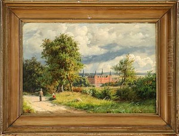 Summer's Day At Frederiksborg Palace, Denmark Oil Painting by Carsten Henrichsen