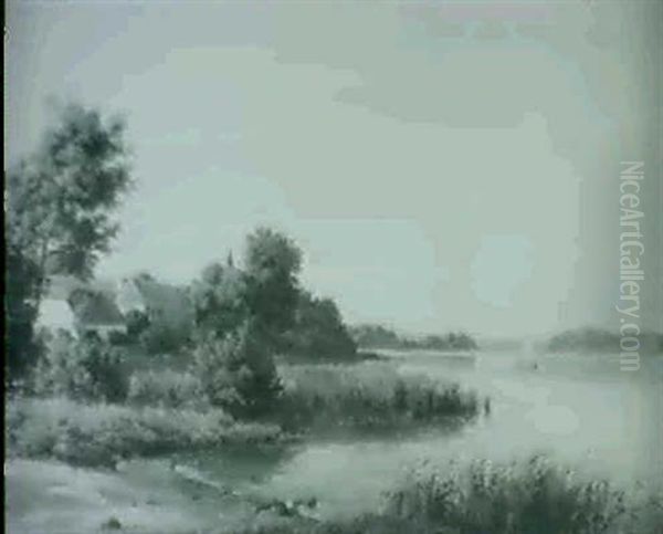 River Landscape Oil Painting by Carsten Henrichsen